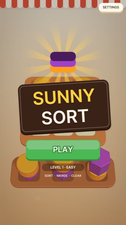 Pantalla de título de Sunny Sort